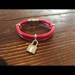 Louis Vuitton Lockit bracelet red leather